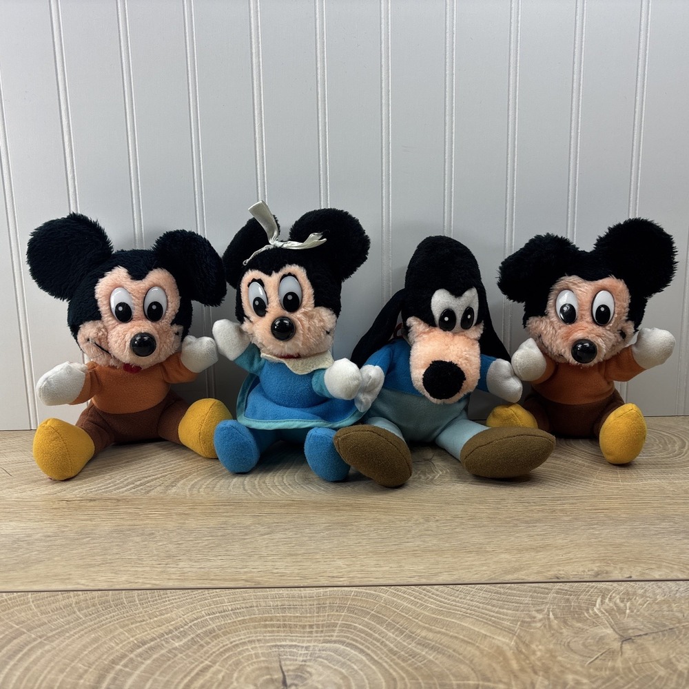 VTG Disney Mickey's Christmas Carol Plush Mickey Minnie Goofy Stuffed Toys Lot 4